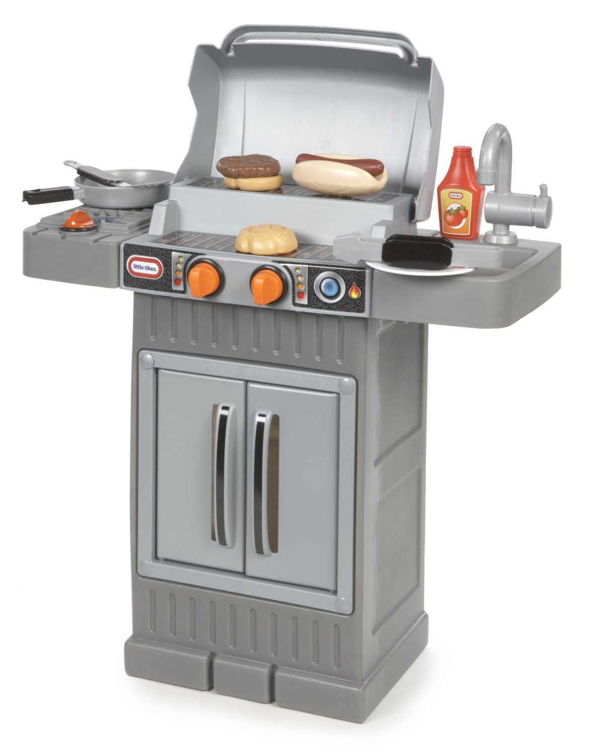 Little Tikes Cook N Grow 8-Piece BBQ Grill Playset Gray for Kids 2+ - Bellso